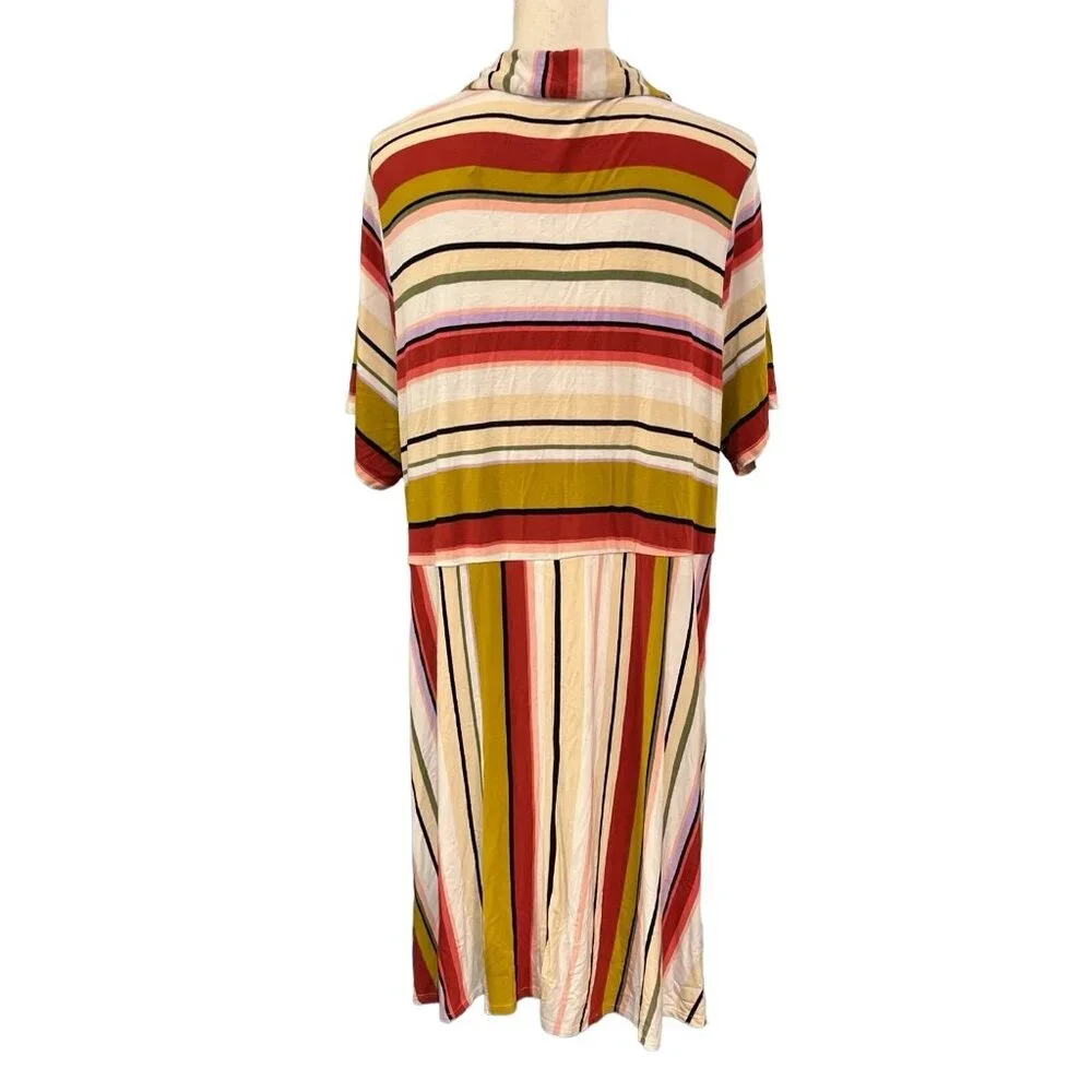 Torrid Womens Dress 3X‎ Super Soft Stretchy Knit Neutral Contrast Striped Midi - Picture 3 of 8